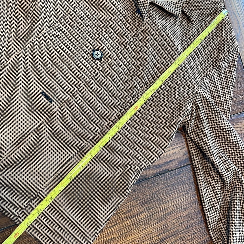 Casual Corner Vintage Jacket Blazer Shacket Petite 8 brown tan houndstooth plaid - Picture 7 of 7